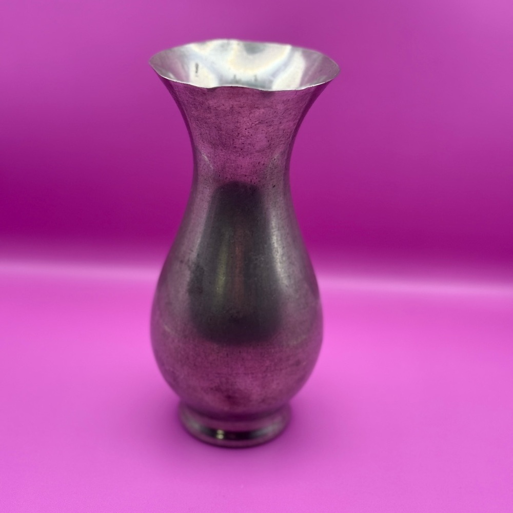 Pewter vintage Vase with Elegant Accents